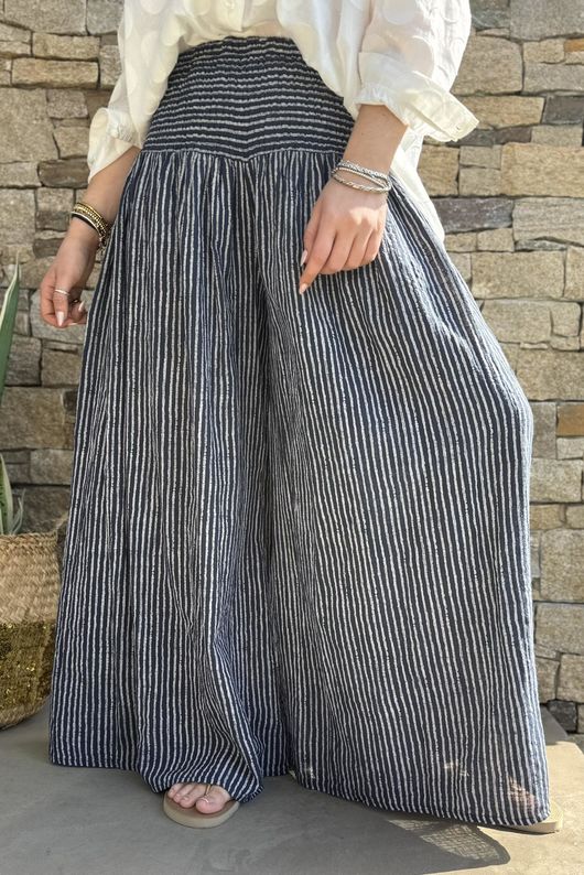 Marina Chalk Stripe Palazzo Pant Navy
